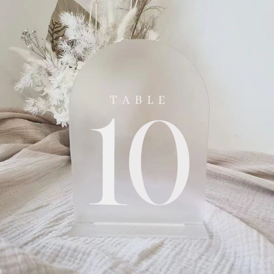 Jinmury Frosted Arch Table Numbers For Wedding Reception, 10 Pack 5X7'' Frosted Arch Acrylic Table Signs With Holder Acrylic Tab